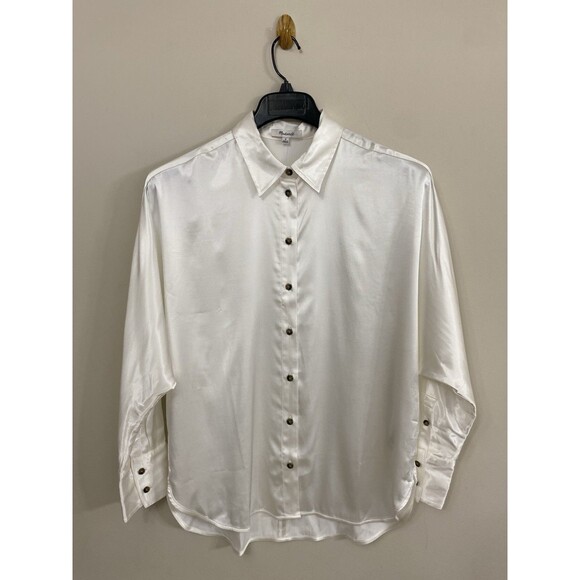 Madewell Women’s Relaxed Dolman Button-Up Shirt in Satin NWT Size M Medium - Picture 9 of 13